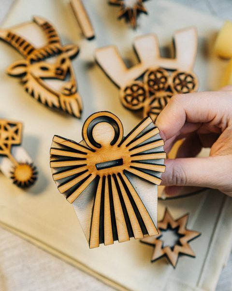 Набір штампів &laquo;Тепло Різдвяних традицій &raquo; для вибійки по тканині  дерев'яний штамп для вибійки по тканині